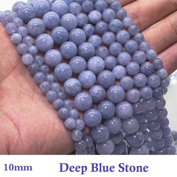 Deep Blue Spherical Gemstones 10mm.  15" Strand - Picture 1 of 2